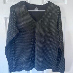 Cuddl Duds, Women's Softwear with Stretch Long Sleeve V-Neck, Black polka dot, L